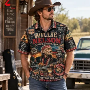 Willie Nelson The Red Headed Stranger On The Road Again Hawaiian Shirt 1 STLNw