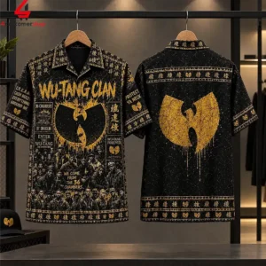 Wu-Tang Clan themed short-sleeve button-down shirt