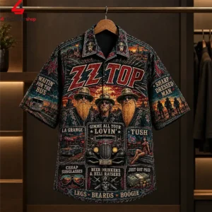 Zz Top That Little Ol Band From Texas Sharp Dressed Man Hawaiian Shirt 1 0Bidv