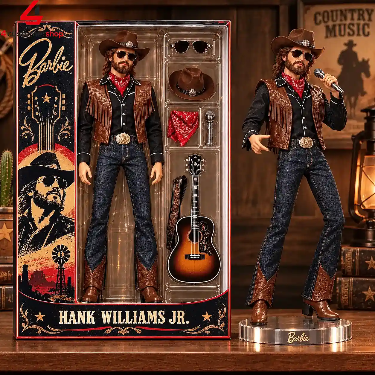 Hank Williams Jr. Country Music Barbie Ken Doll Figure