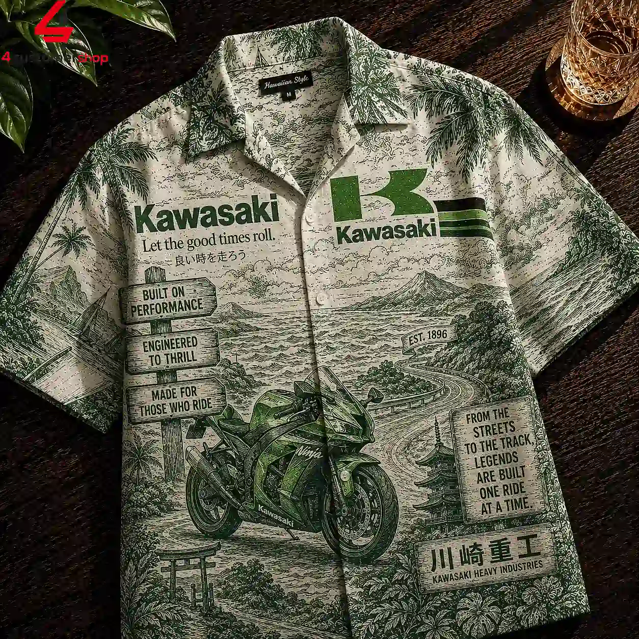 Kawasaki Ninja ZX-10R Motorcycle Hawaiian Shirt