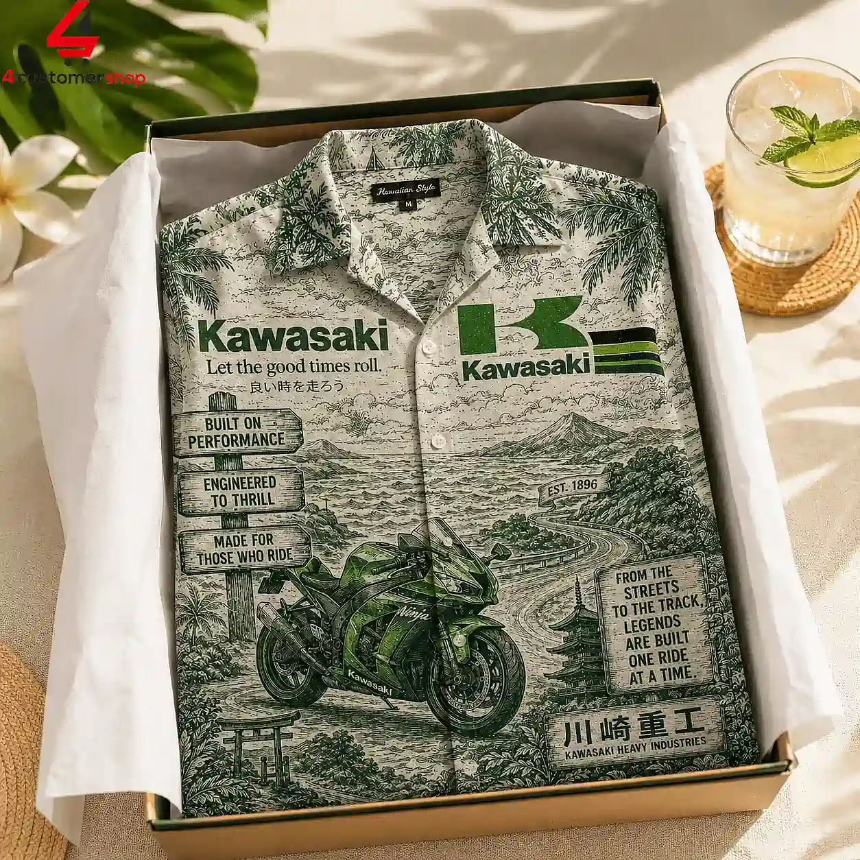 Kawasaki Ninja ZX-10R Motorcycle Hawaiian Shirt