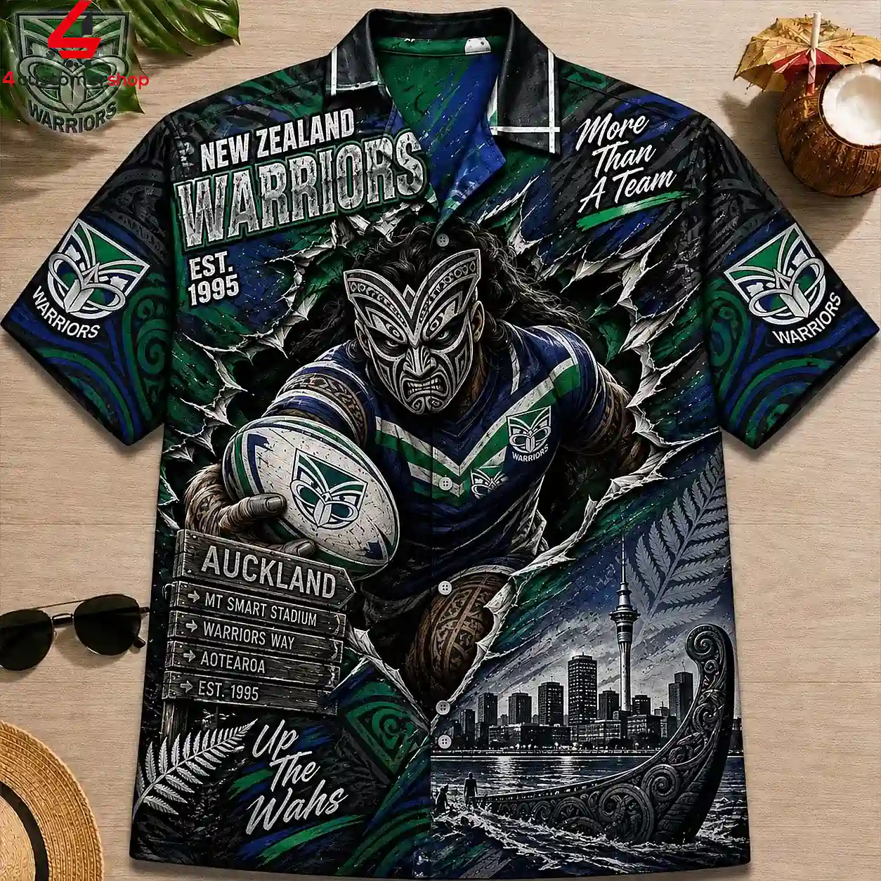 NZ ウォーリアーズ NRLラガーシャツ TUIVASA 4 New Zealand Warriors NRL Up The Wahs Hawaiian Shirt