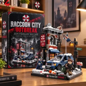Raccoon City Outbreak Anniversary Edition building brick set with packaging box