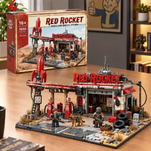 Custom Fallout Red Rocket Service Station building block set with retail box